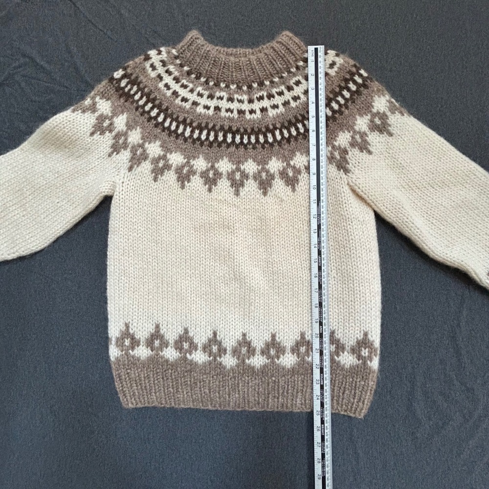 Hilda Ltd Made in Iceland 100% Pure Wool Sweater Women M Nordic Fair Isle Ivory - Picture 6 of 8